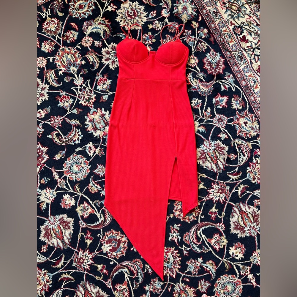Red dress. Look very classy.